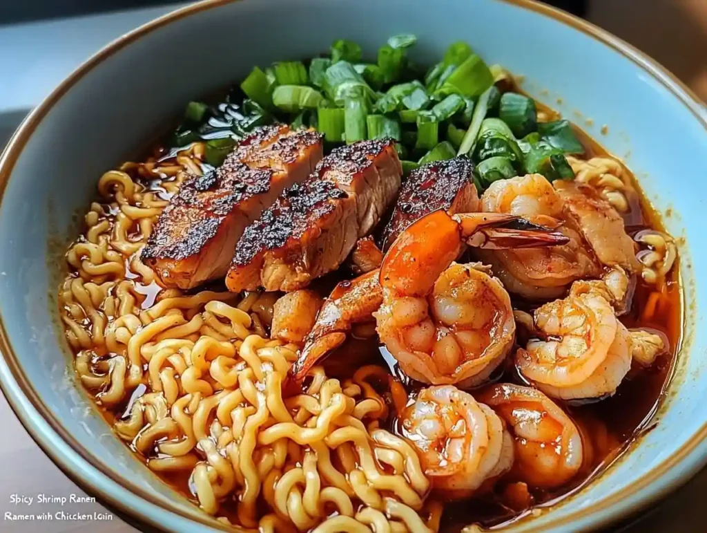 Spicy Shrimp Ramen with Chicken Tenderloin