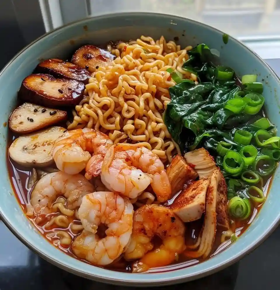 Spicy Shrimp Ramen with Chicken Tenderloin