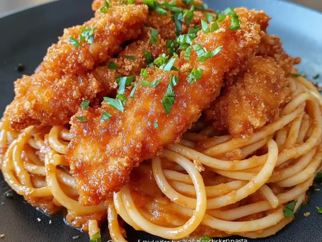 fried chicken pasta