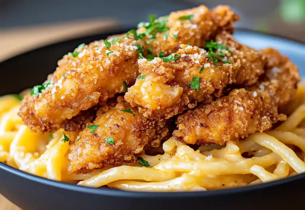 fried chicken pasta